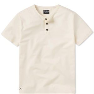 Cream Henley Split Hem Tee